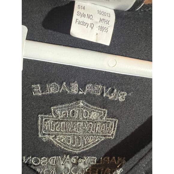 Harley Davidson Silver Eagle Waterloo Iowa Black Biker Top Embroidered Womens 1X - Picture 5 of 9